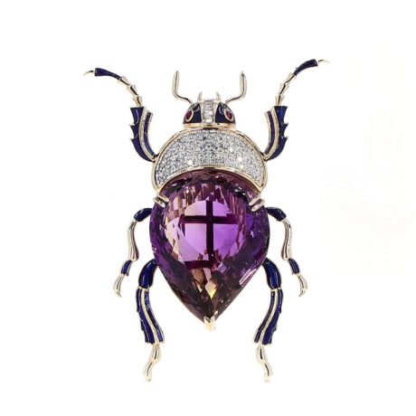 Ametrine Beetle Brooch