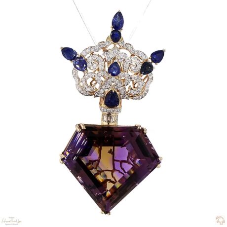 Ametrine & Sapphire Brooch