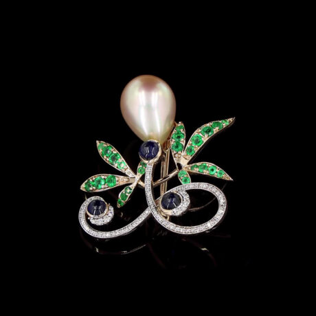 The Golden Pearl & Sapphire Brooch