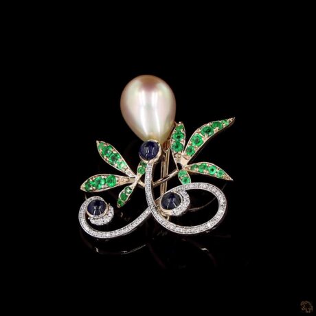 The Golden Pearl & Sapphire Brooch