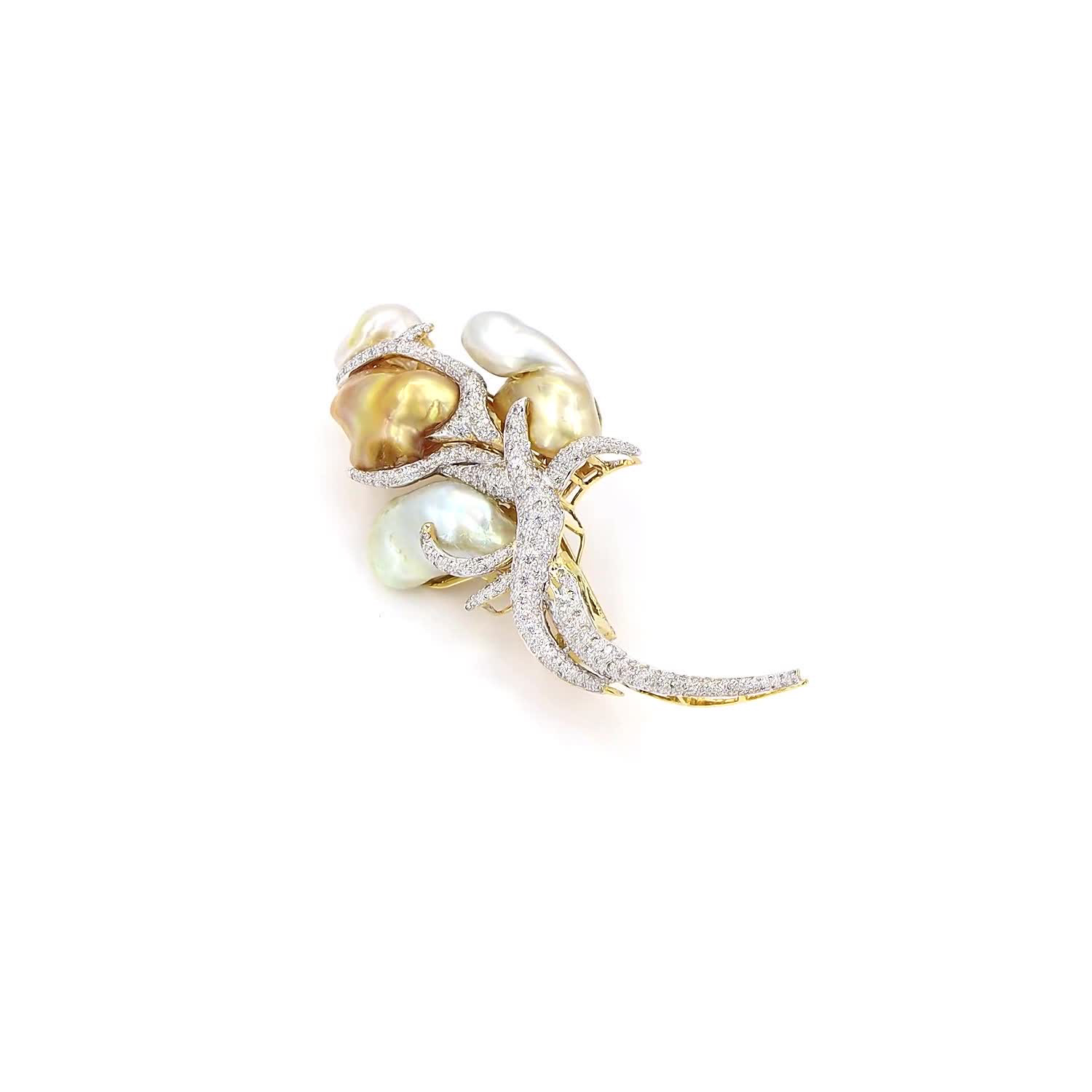 Golden Baroque Pearl Brooch - Image 3