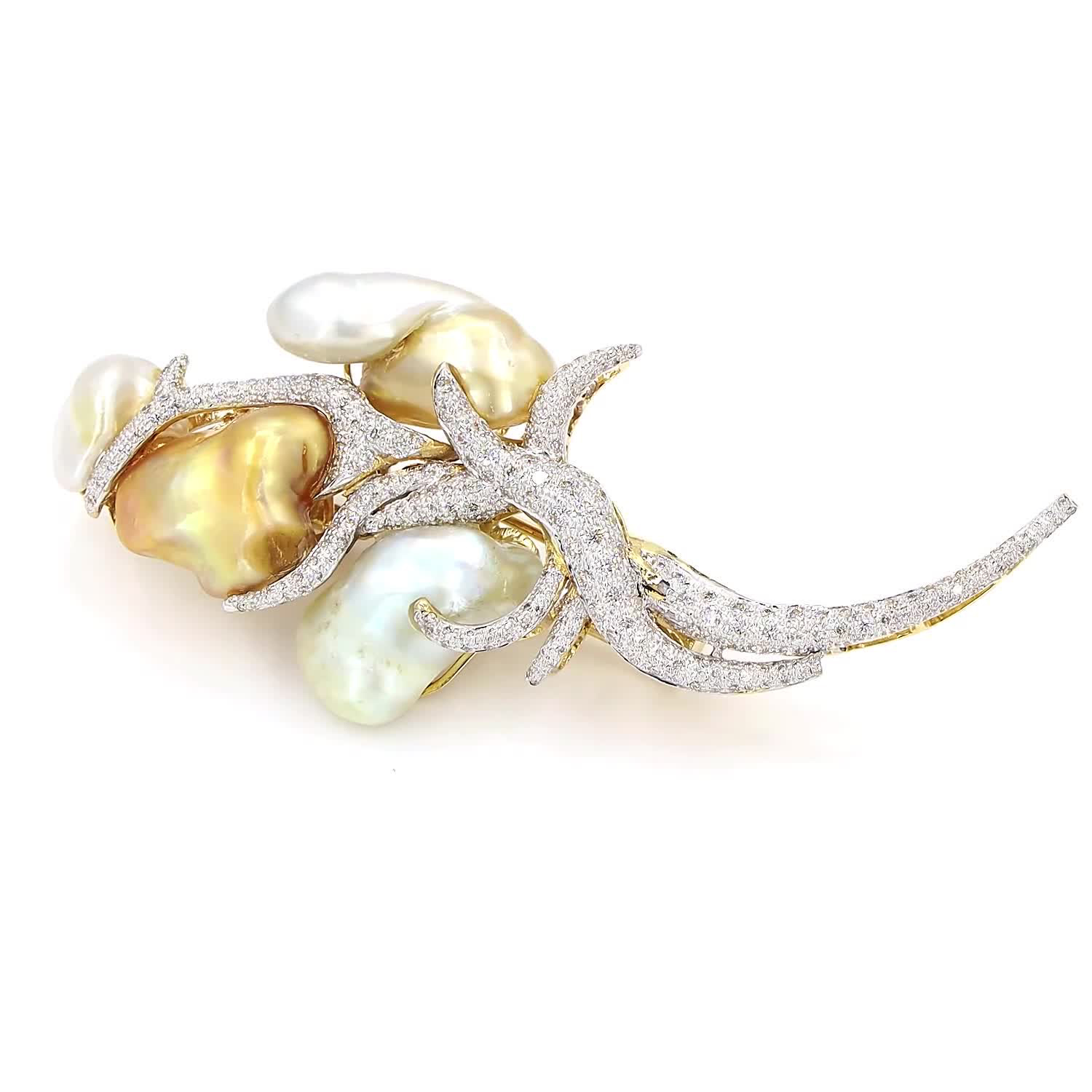 Golden Baroque Pearl Brooch - Image 2