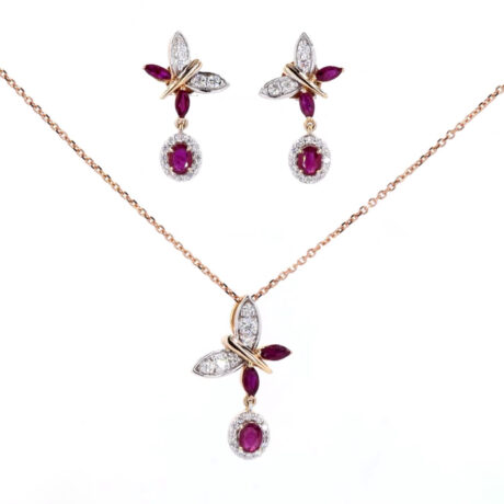 Ruby and Diamond Pendant Set
