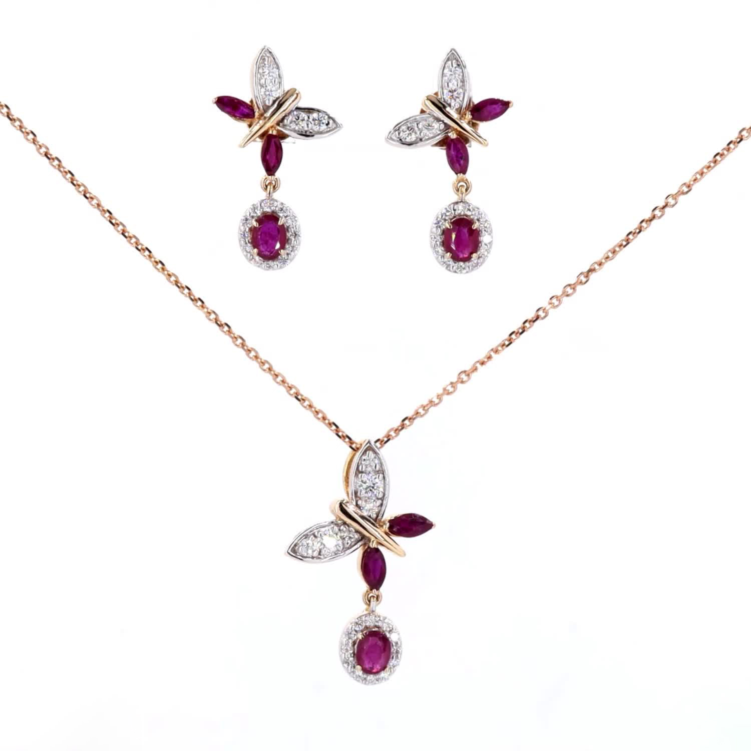 Ruby and Diamond Pendant Set