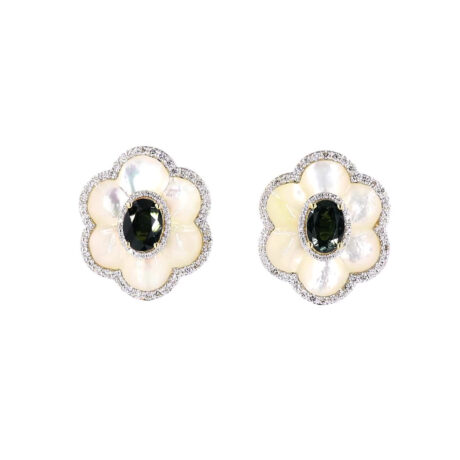 Sapphire & Mother of Pearl Cocktail Earrings