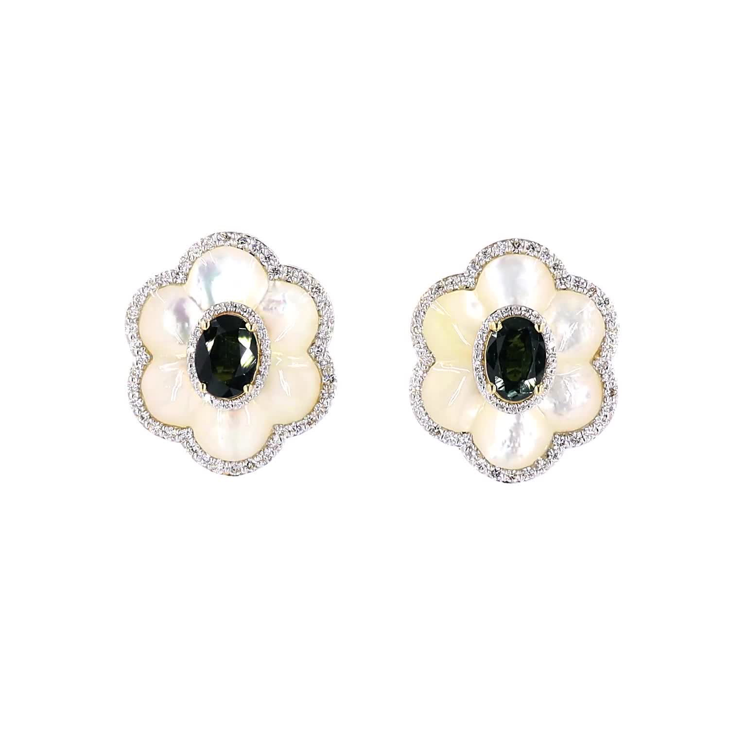 Sapphire & Mother of Pearl Cocktail Earrings