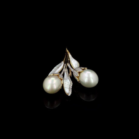 Pearl, Mother of Pearl and Diamond Brooch