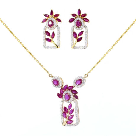 Ruby and Diamond Pendant Set