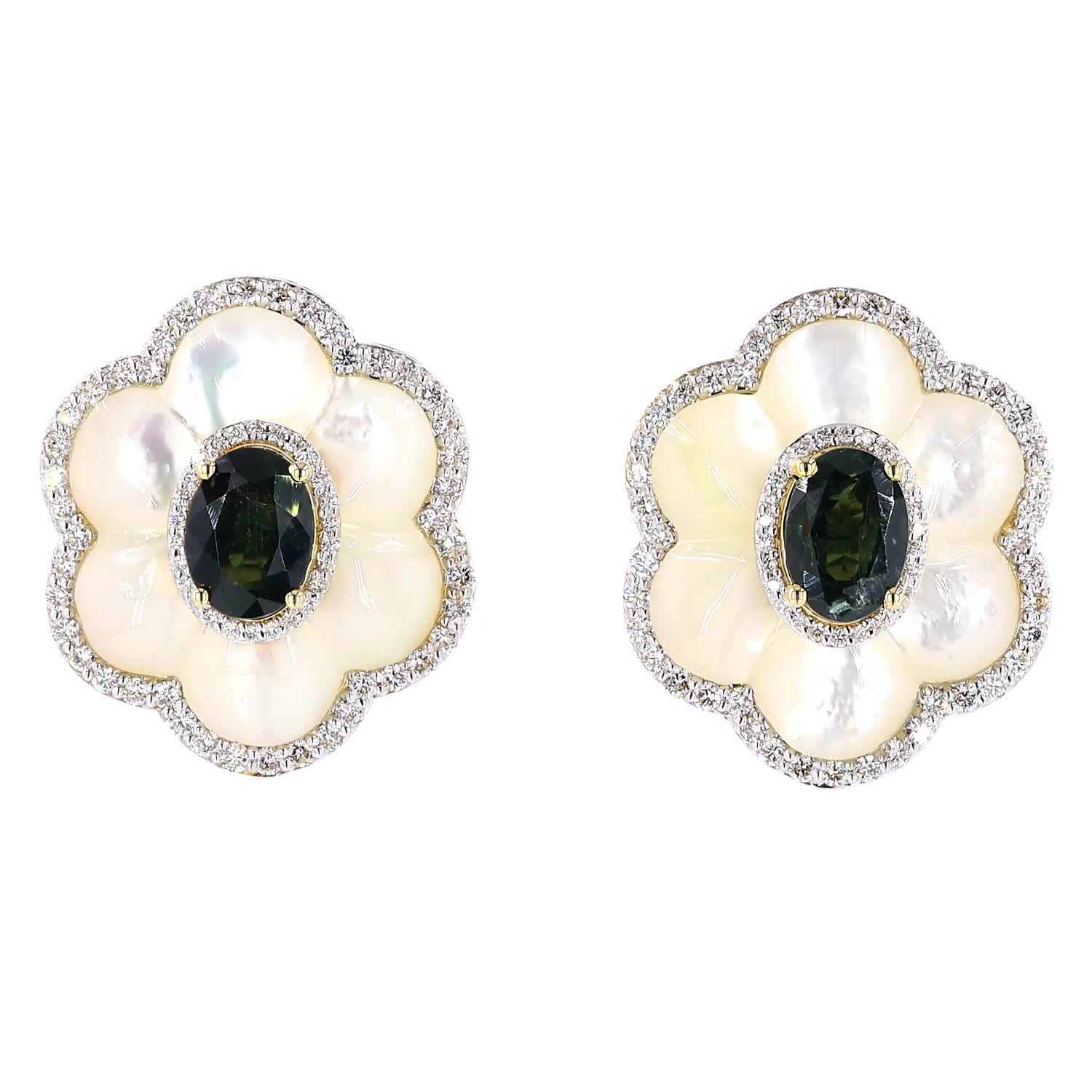 Sapphire & Mother of Pearl Cocktail Earrings - Image 2