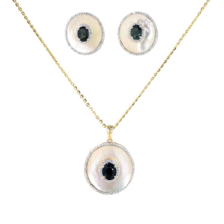 Sapphire & Mother of Pearl Pendant Set
