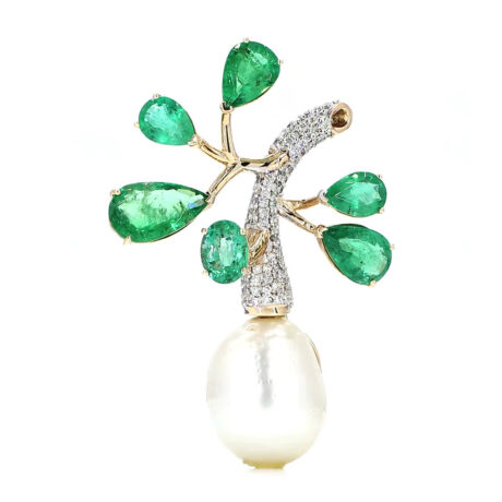 Pearl and Emerald Brooch