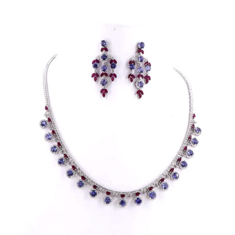 Ruby, Tanzanite and Diamond Necklace Set