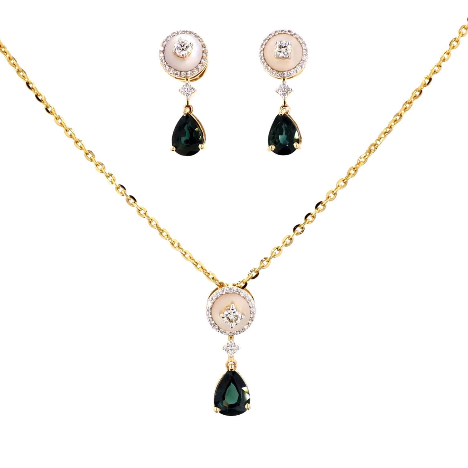 Blue Sapphire and Mother of Pearl Set