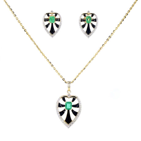 Delicate Pendant Set With Enamel