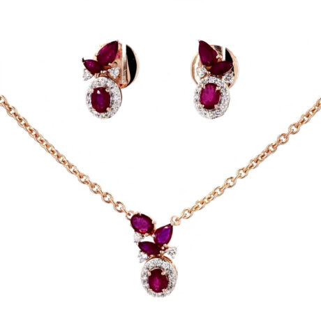 Ruby and Diamond Pendant Set