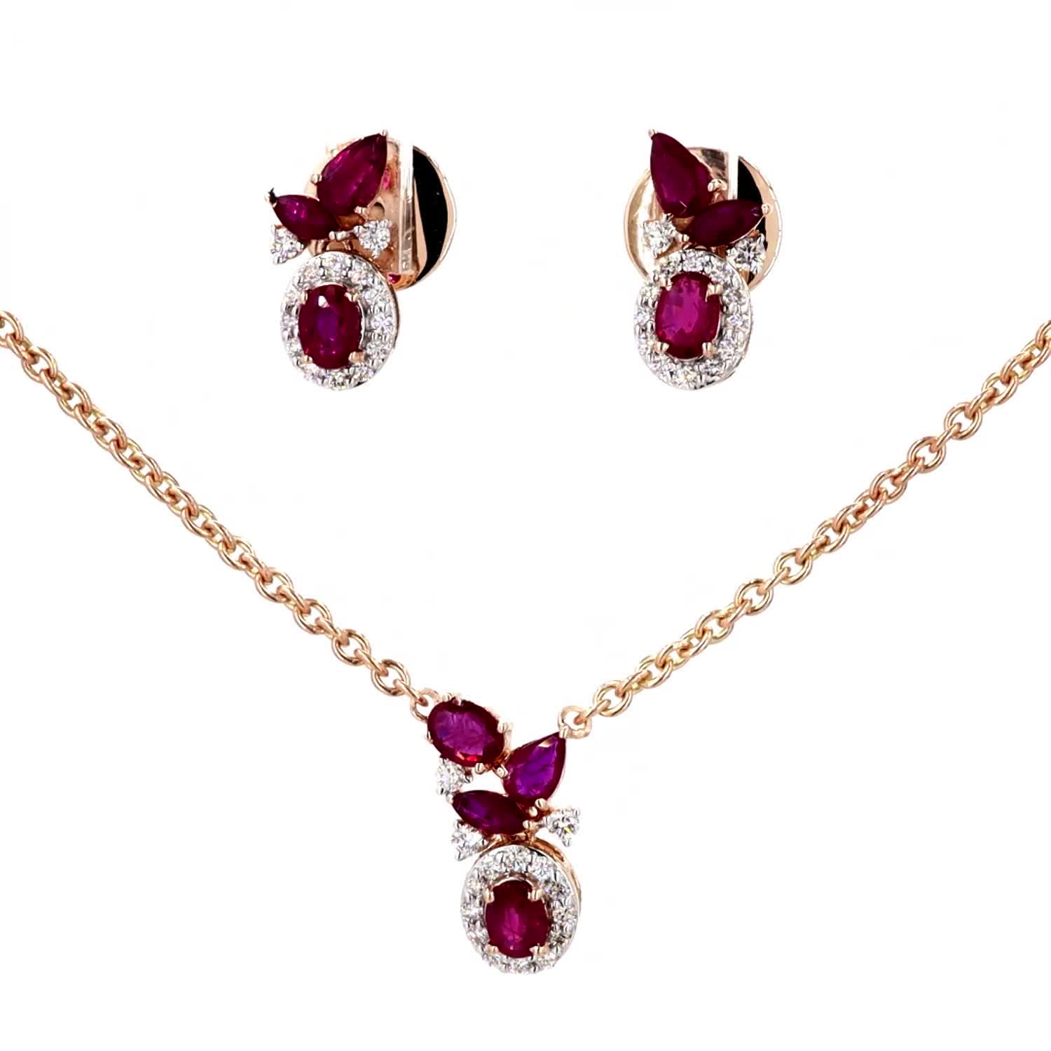 Ruby and Diamond Pendant Set