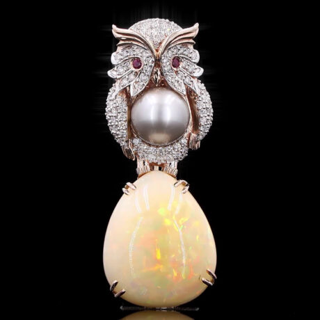 Opal Owl Brooch