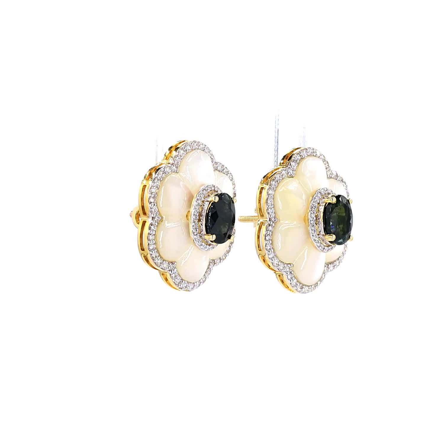 Sapphire & Mother of Pearl Cocktail Earrings - Image 3