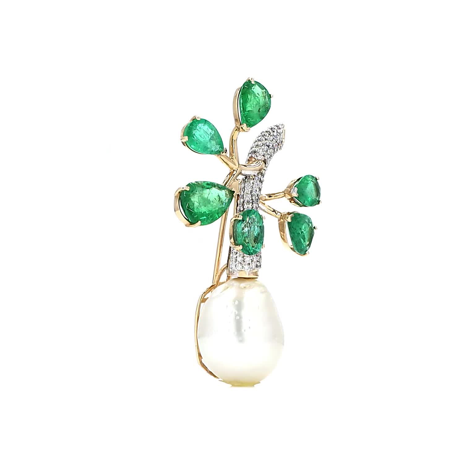 Pearl and Emerald Brooch - Image 2