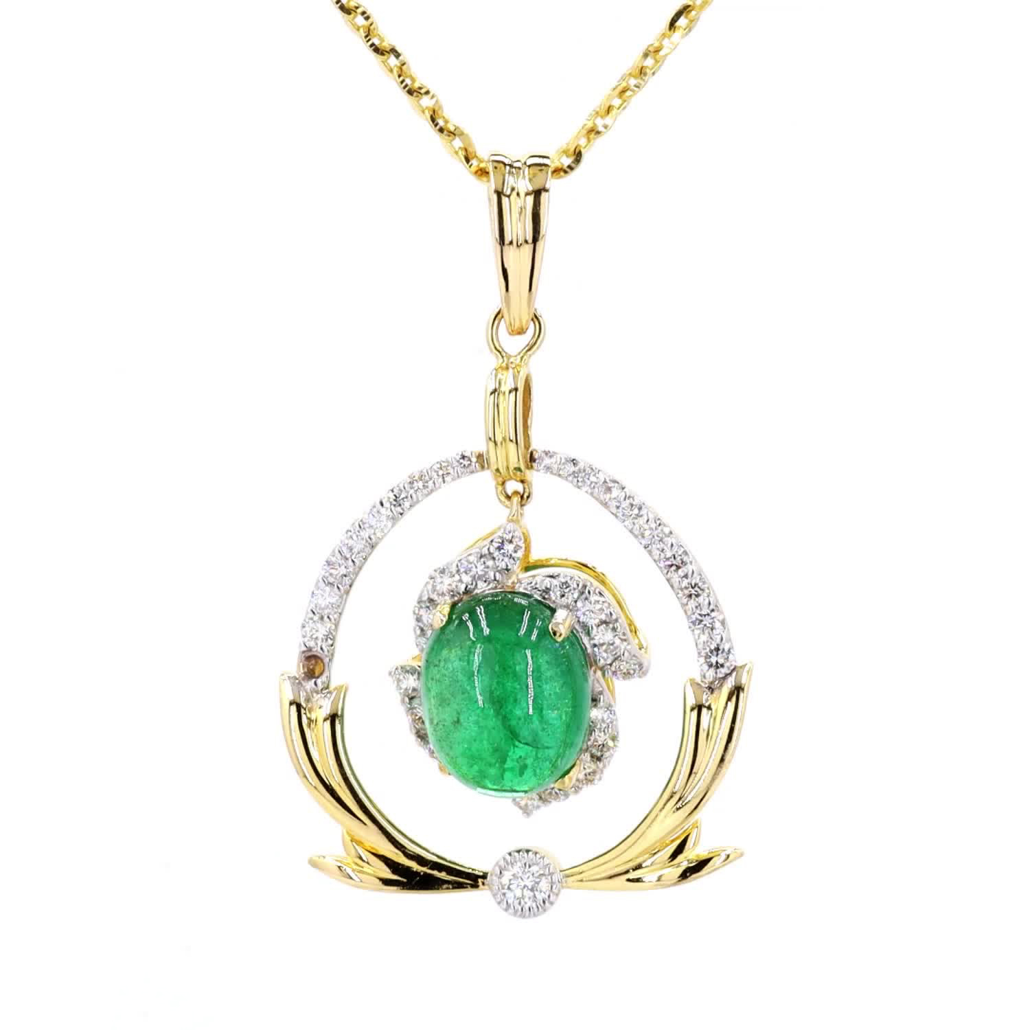 Delicate Pendant Set With Cabochon Emerald - Image 2