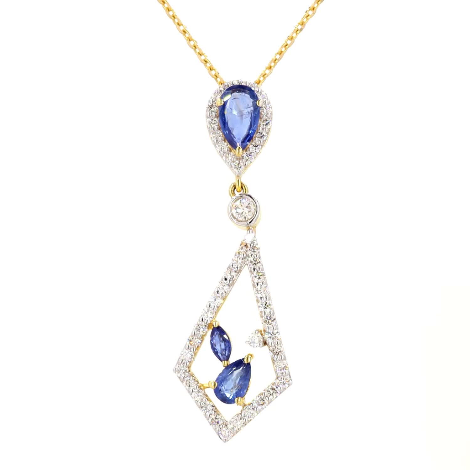 Blue Sapphire and Diamond Pendant Set - Image 2
