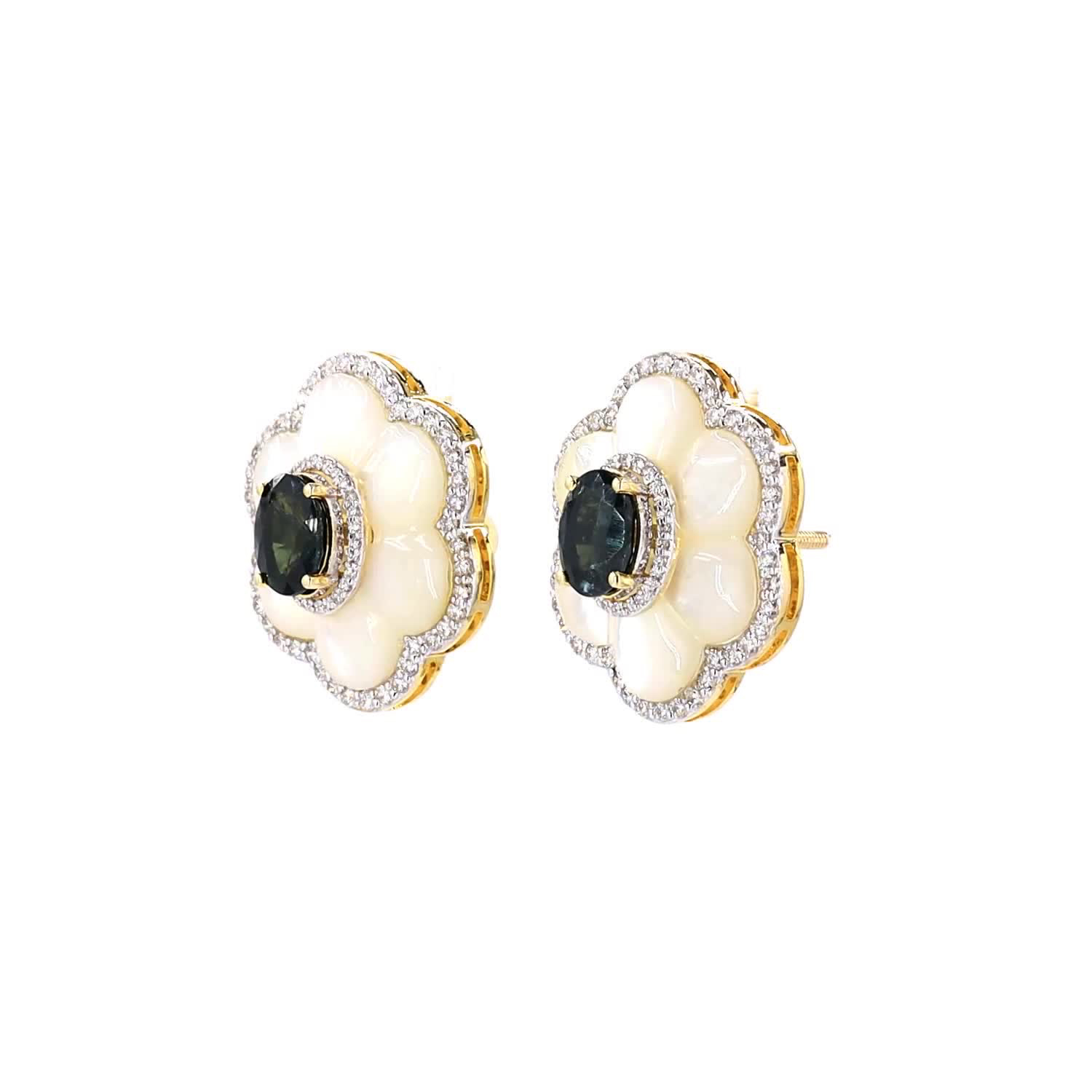 Sapphire & Mother of Pearl Cocktail Earrings - Image 4