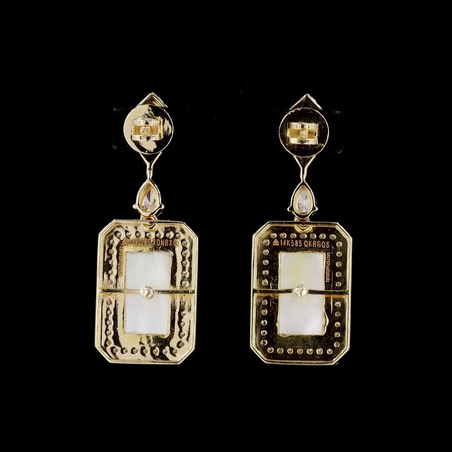 Mother of Pearl, Emerald, and Diamond Earrings - Image 4